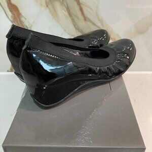 AQUATALIA VOOM Black Patent Leather Wedge Shoes - Made in Italy - Size 8 US -NIB